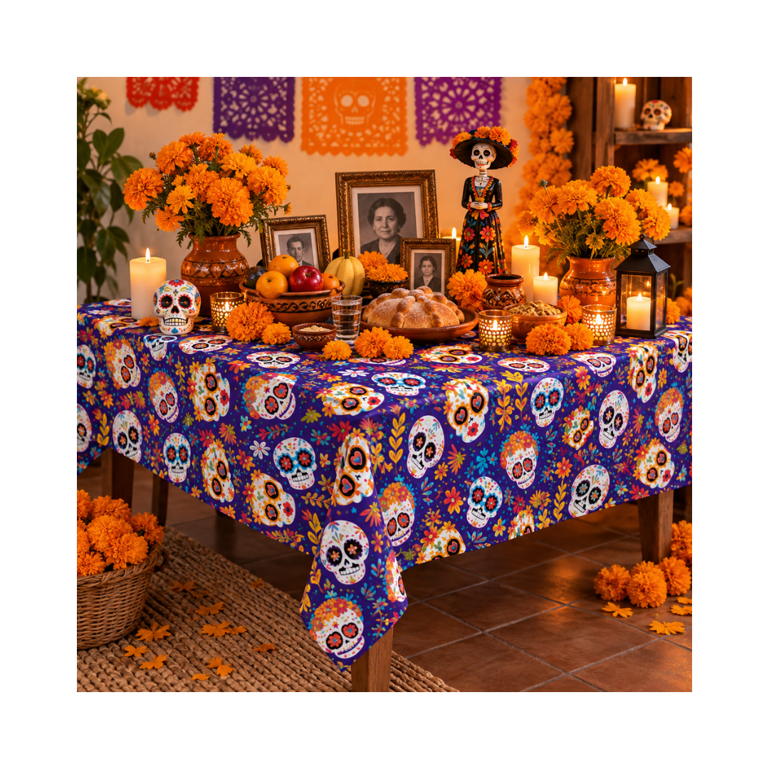 Mantel Día de Muertos Morado