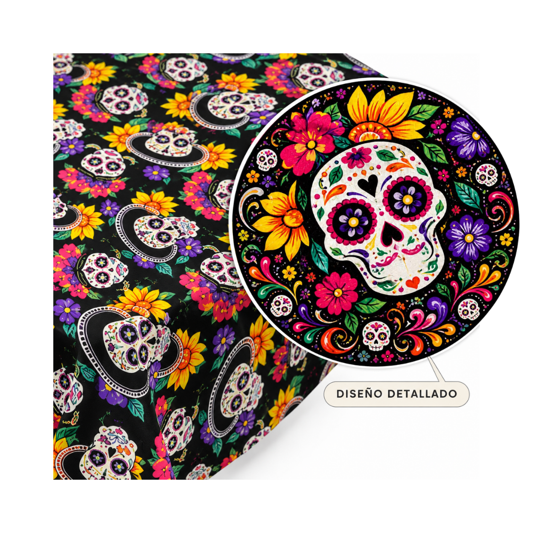 Mantel Día de Muertos - Negro