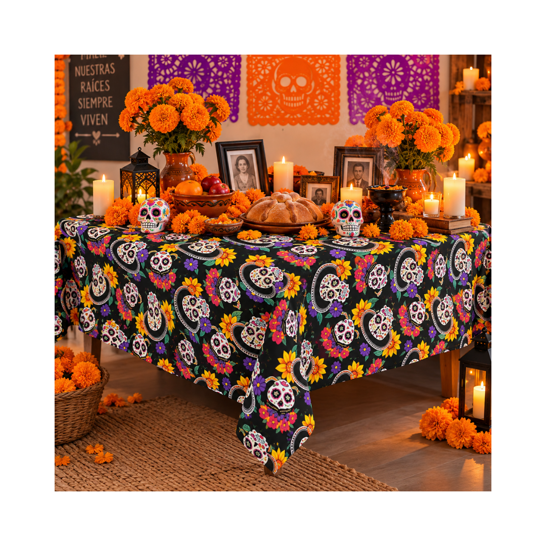 Mantel Día de Muertos - Negro