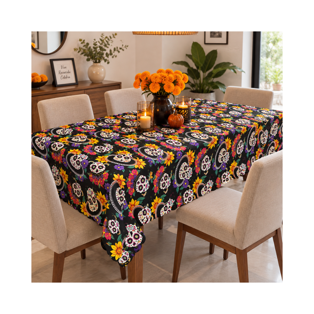 Mantel Día de Muertos - Negro