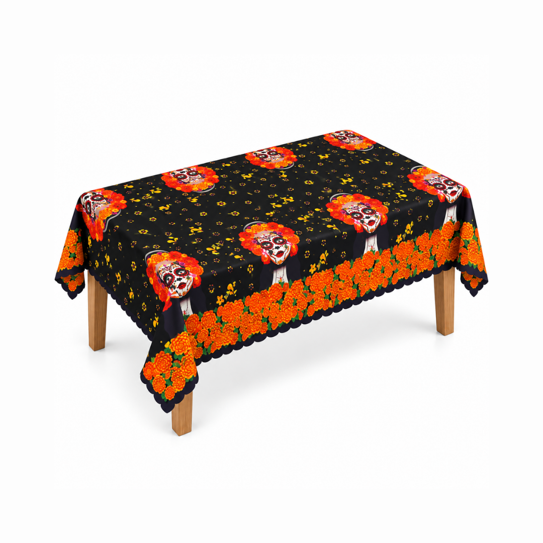 Mantel Día de Muertos - Negro Naranja