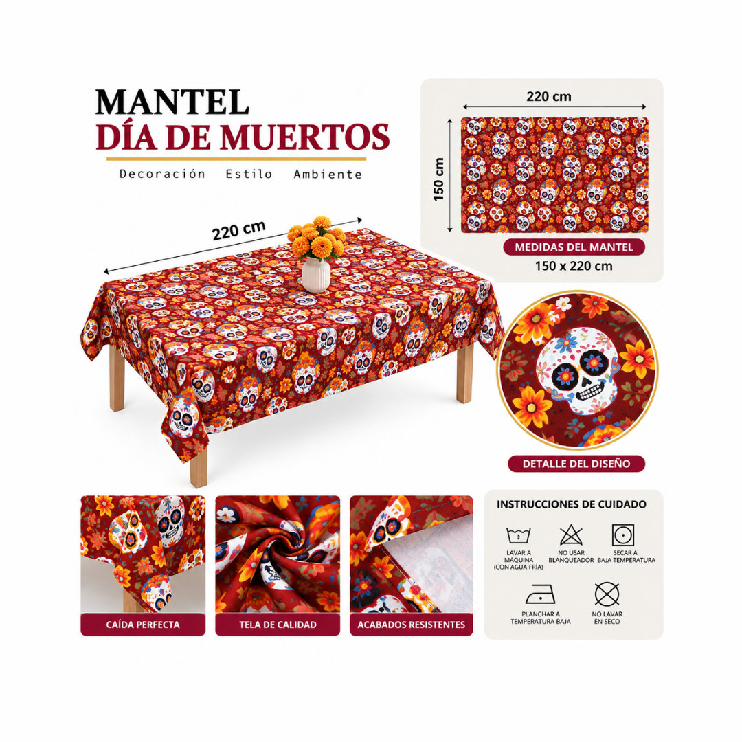 Mantel Día de Muertos - Rojo