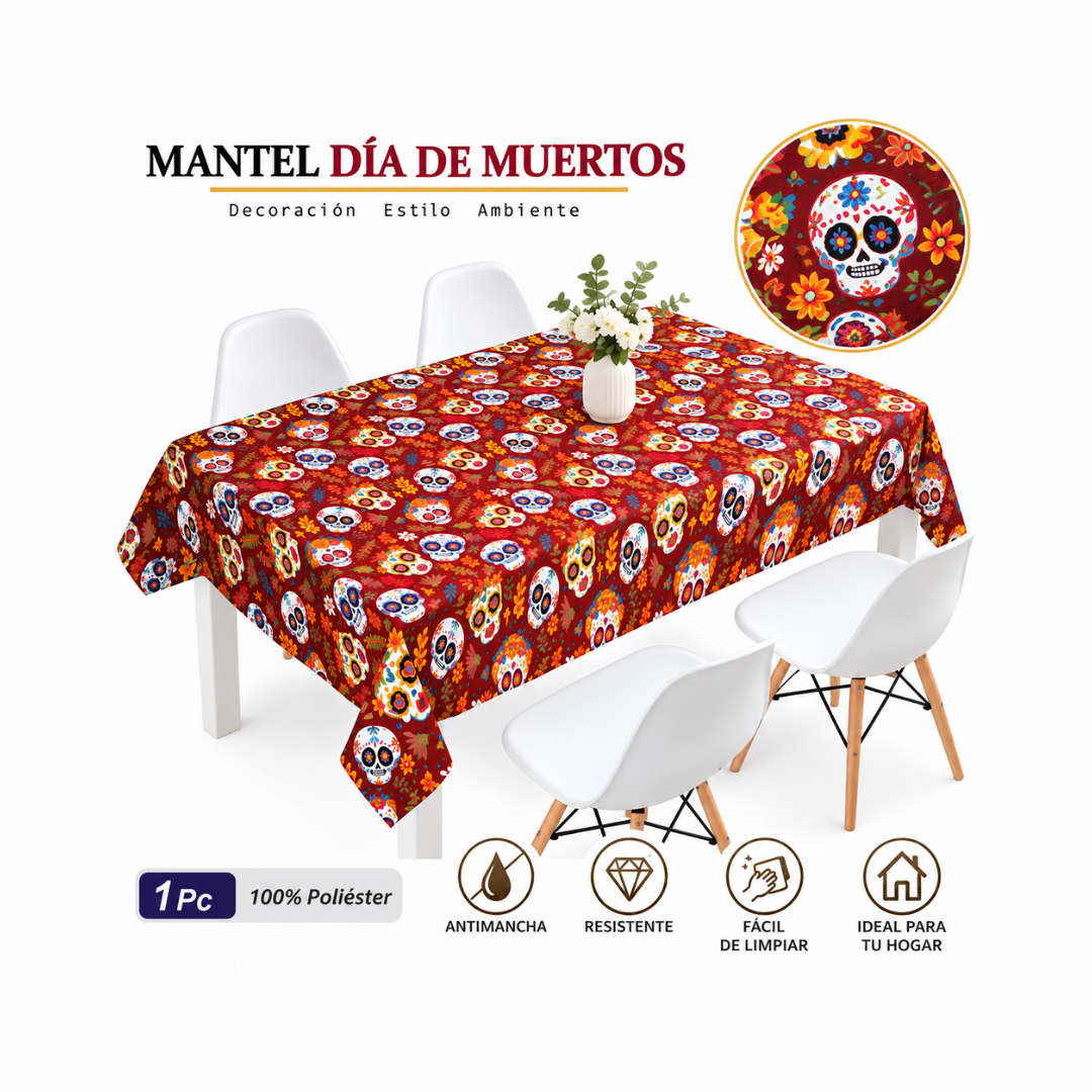 Mantel Día de Muertos - Rojo