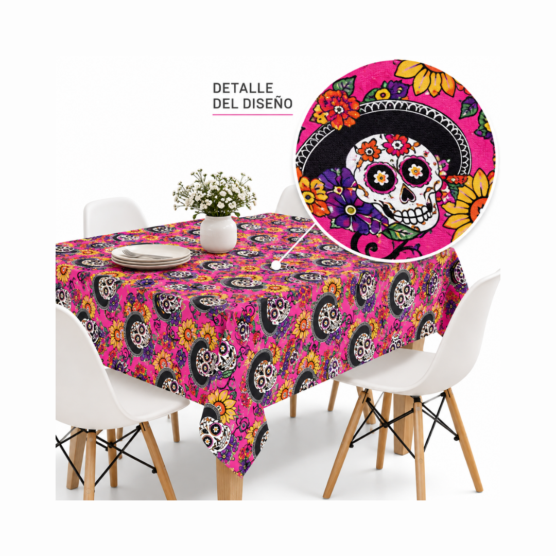 Mantel Día de Muertos Rosa