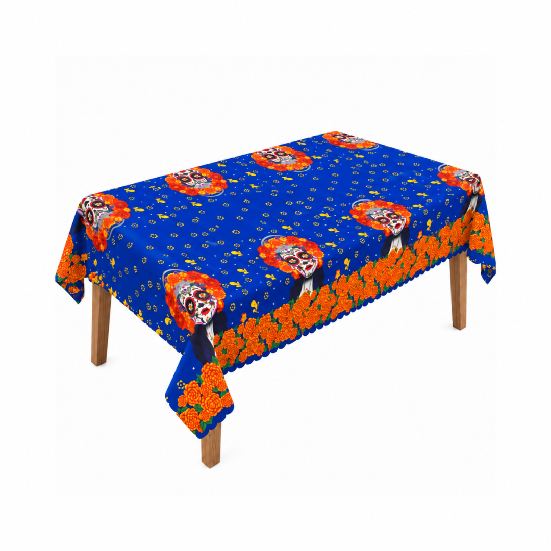 Mantel Día de Muertos - Azul Naranja