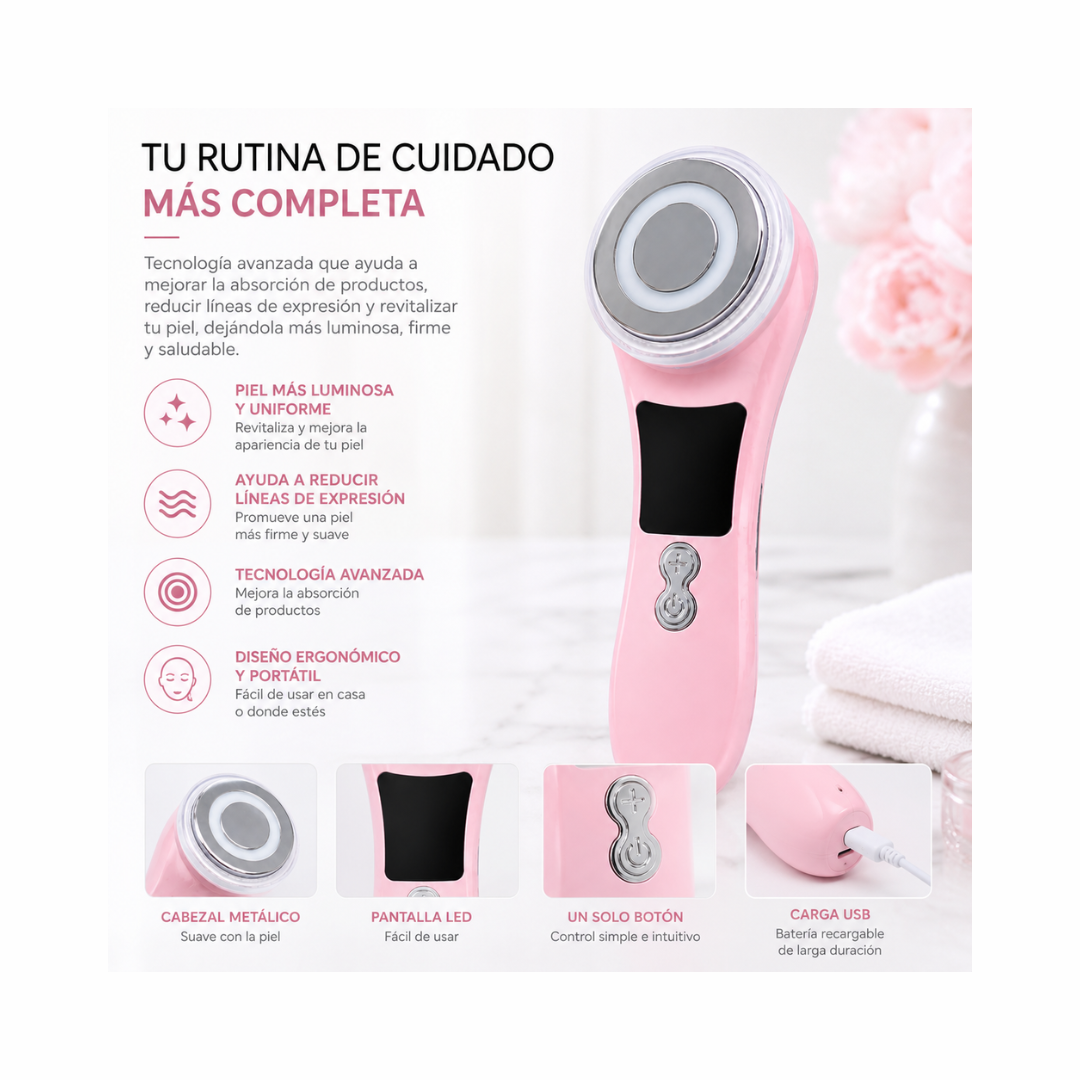 Masajeador Facial Con Fototerapia LED y Pantalla
