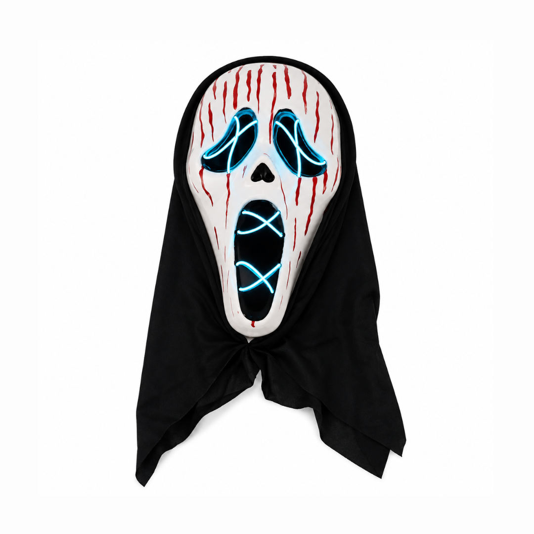 Máscara LED Tipo Scream Con Capucha Halloween