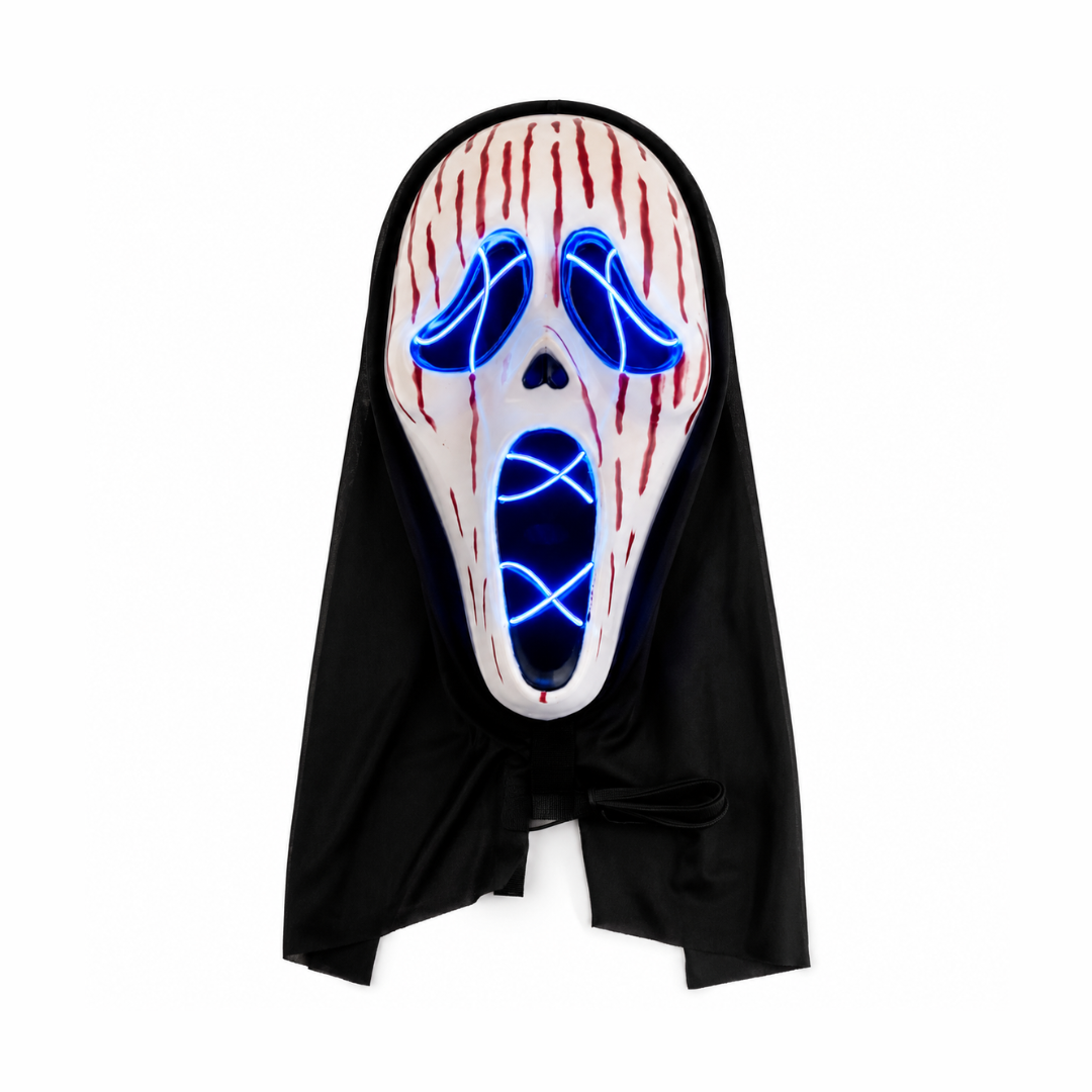 Máscara LED Tipo Scream Con Capucha Halloween