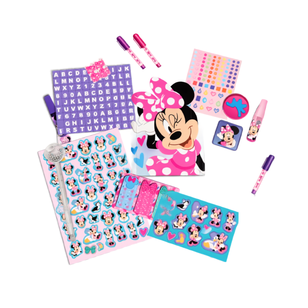 Mi Diario Secreto con Llave y Kit de Accesorios Minnie Mouse, Capibara y Unicornio