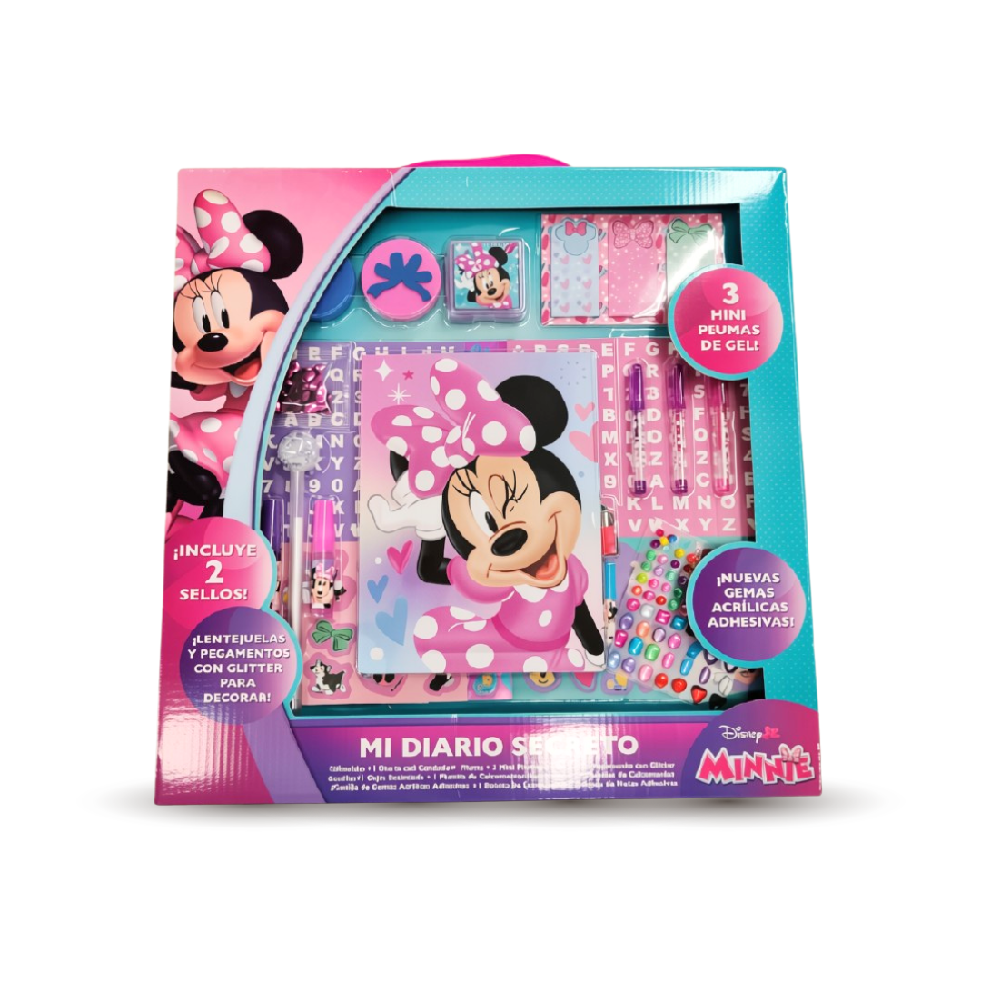 Mi Diario Secreto con Llave y Kit de Accesorios Minnie Mouse, Capibara y Unicornio