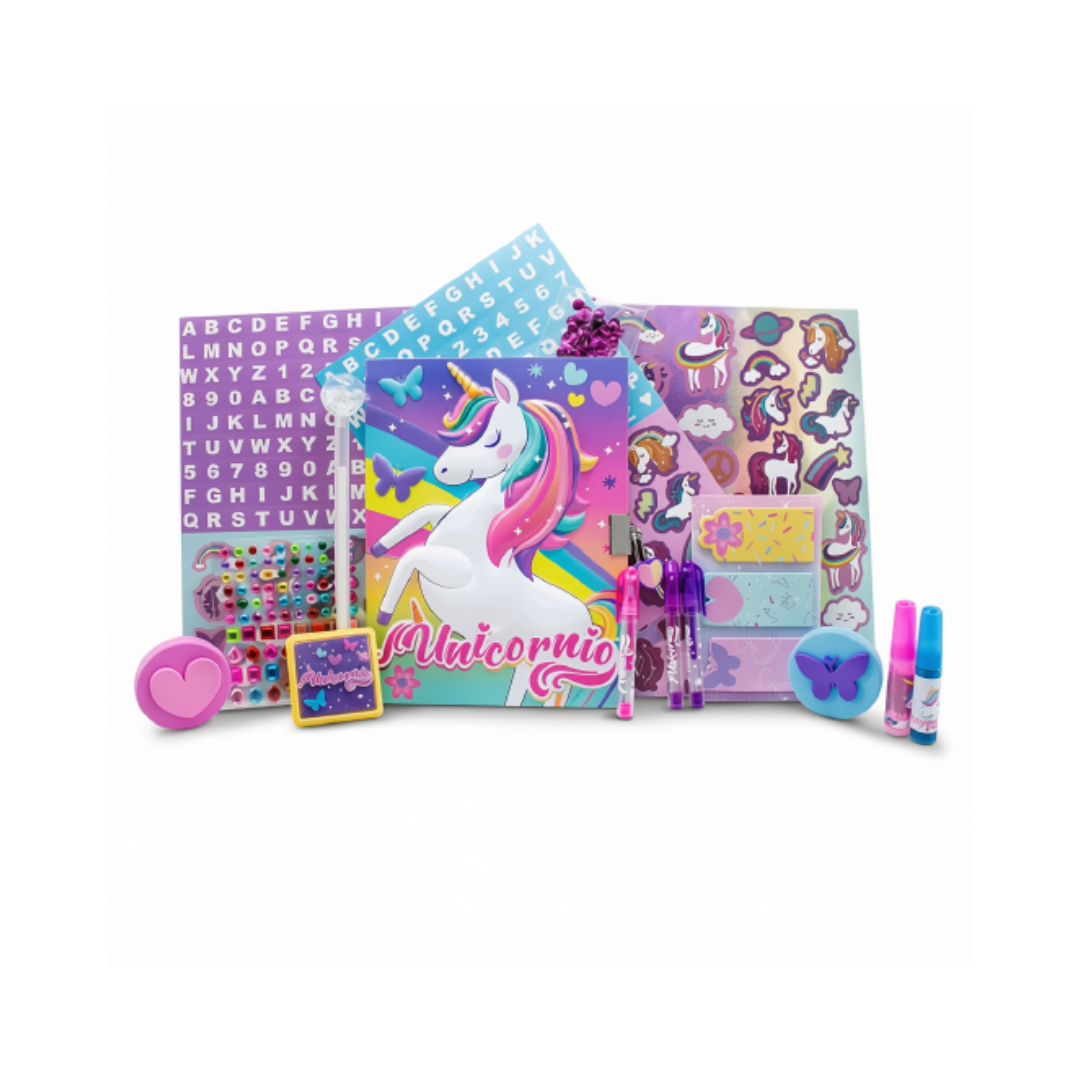 Mi Diario Secreto con Llave y Kit de Accesorios Minnie Mouse, Capibara y Unicornio