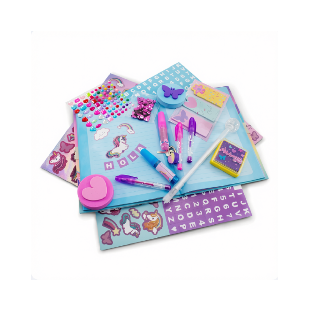 Mi Diario Secreto con Llave y Kit de Accesorios Minnie Mouse, Capibara y Unicornio