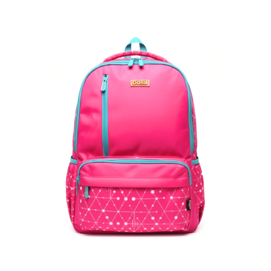 Mochila Escolar Rosa Fucsia con Detalles Turquesa