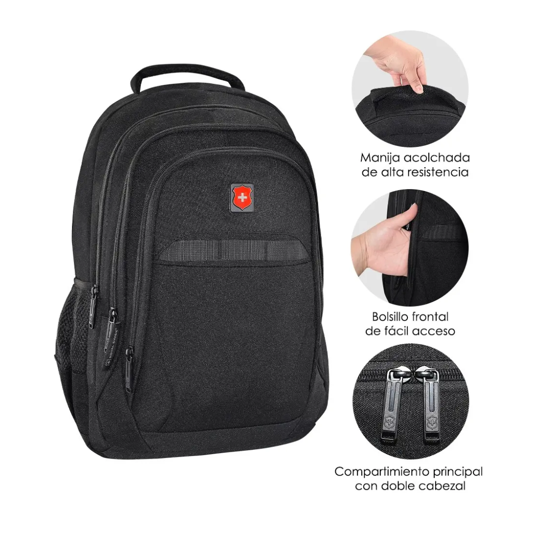 Mochila Royal Swiss Negra para Laptop de Hasta 17"