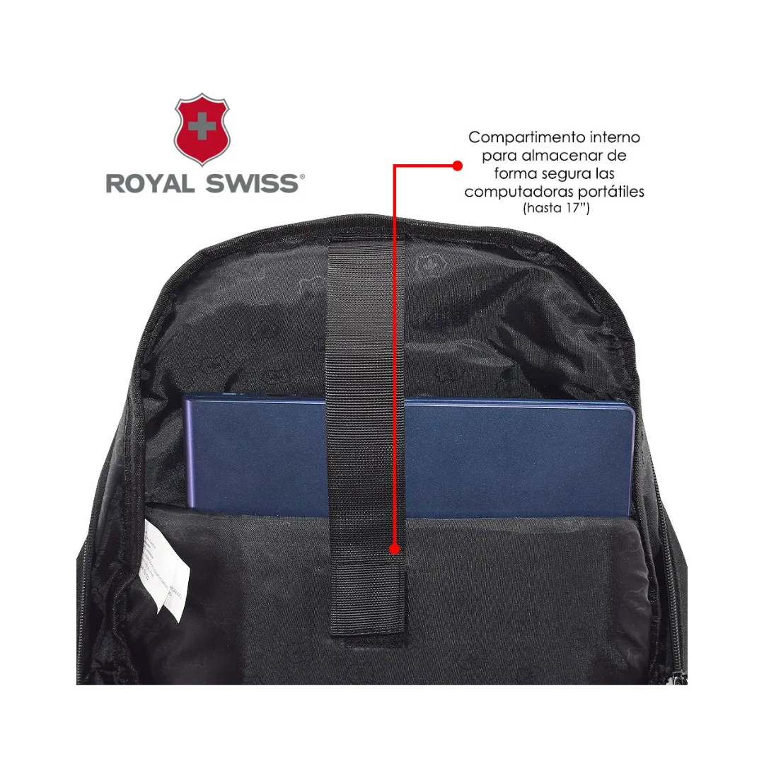 Mochila Royal Swiss Negra para Laptop de Hasta 17"