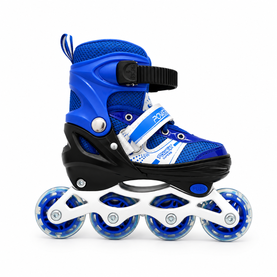 Patines En Línea Azules Con Luz Ajustables Infantiles
