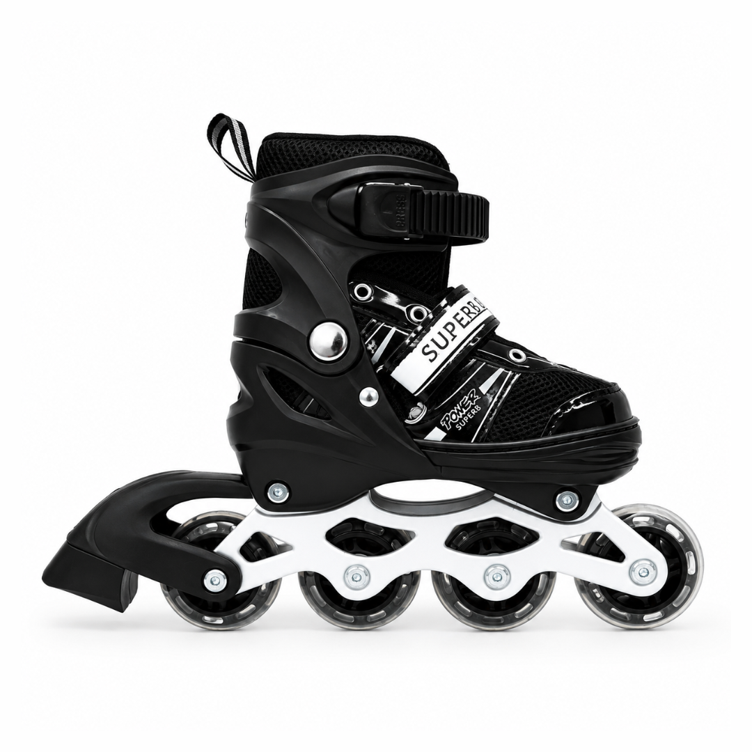 Patines En Línea Negros Con Luz Ajustables Infantiles