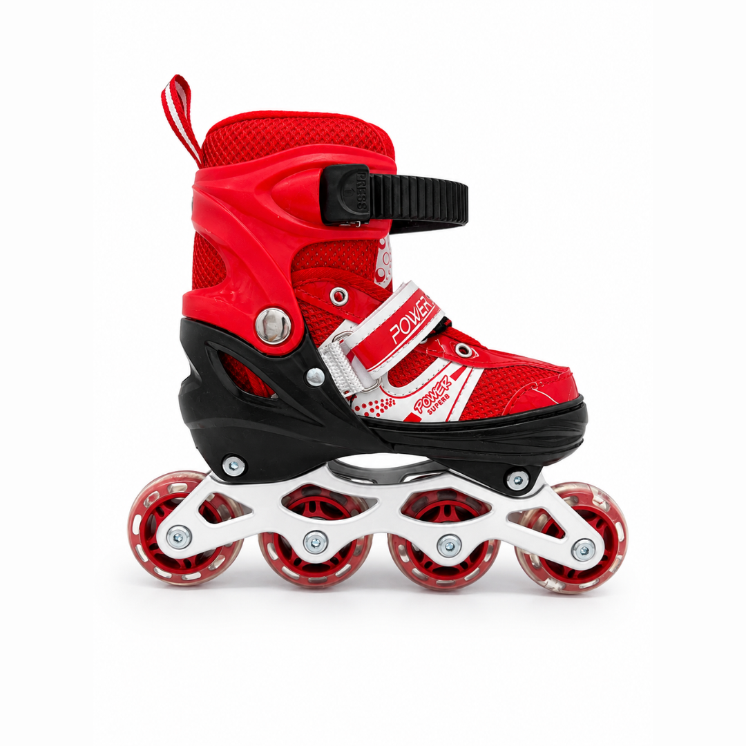 Patines En Línea Rojos Con Luz Ajustables Infantiles