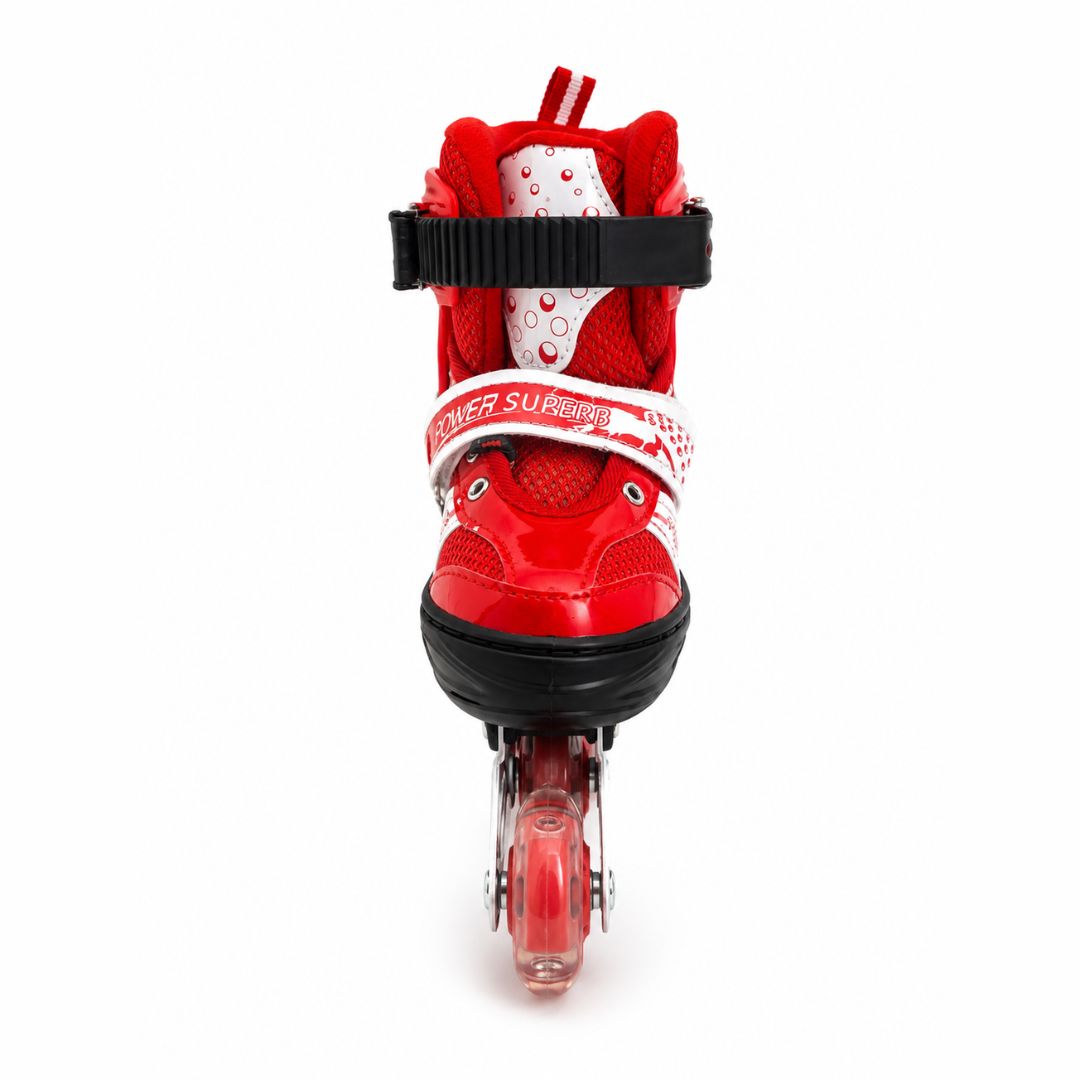 Patines En Línea Rojos Con Luz Ajustables Infantiles