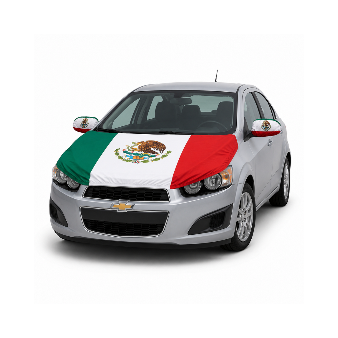 Pack Cubre Cofre y Retrovisor Bandera De México