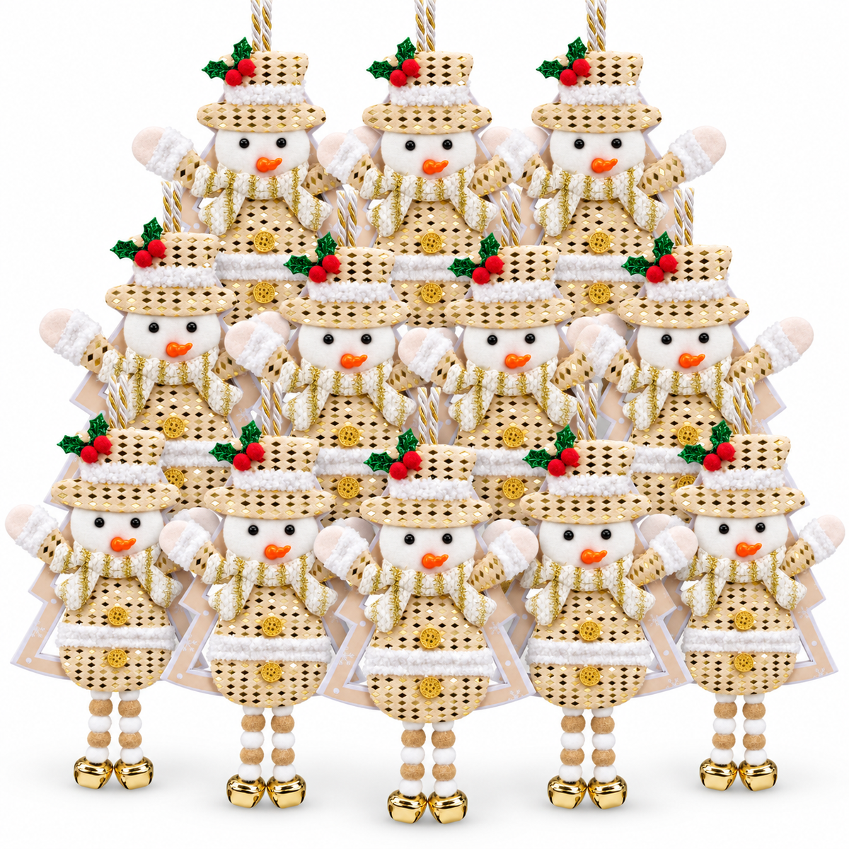 Adorno Colgante Navideño Muñeco de Nieve I 12 Piezas