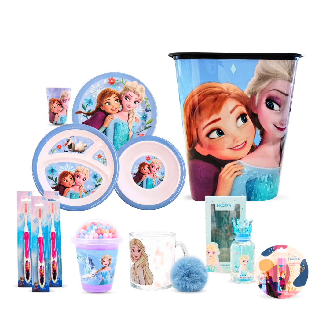 Paquete Princesa Disney Frozen 7 Piezas: Belleza, Cuidado, Alimentación y Diversión