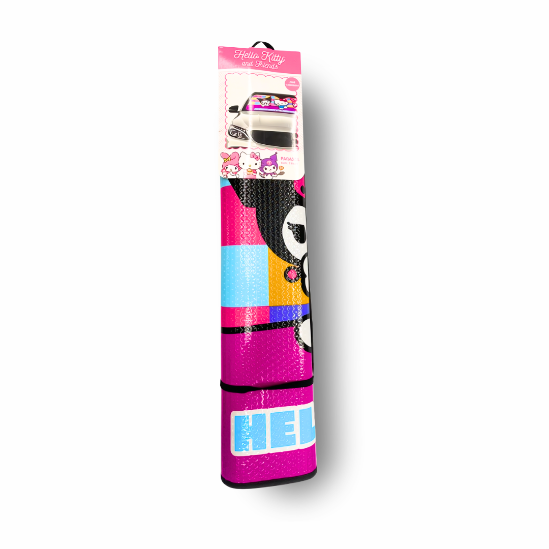 PARASOL FRONTAL PLEGABLE HELLO KITTY AND FRIENDS PARA AUTO