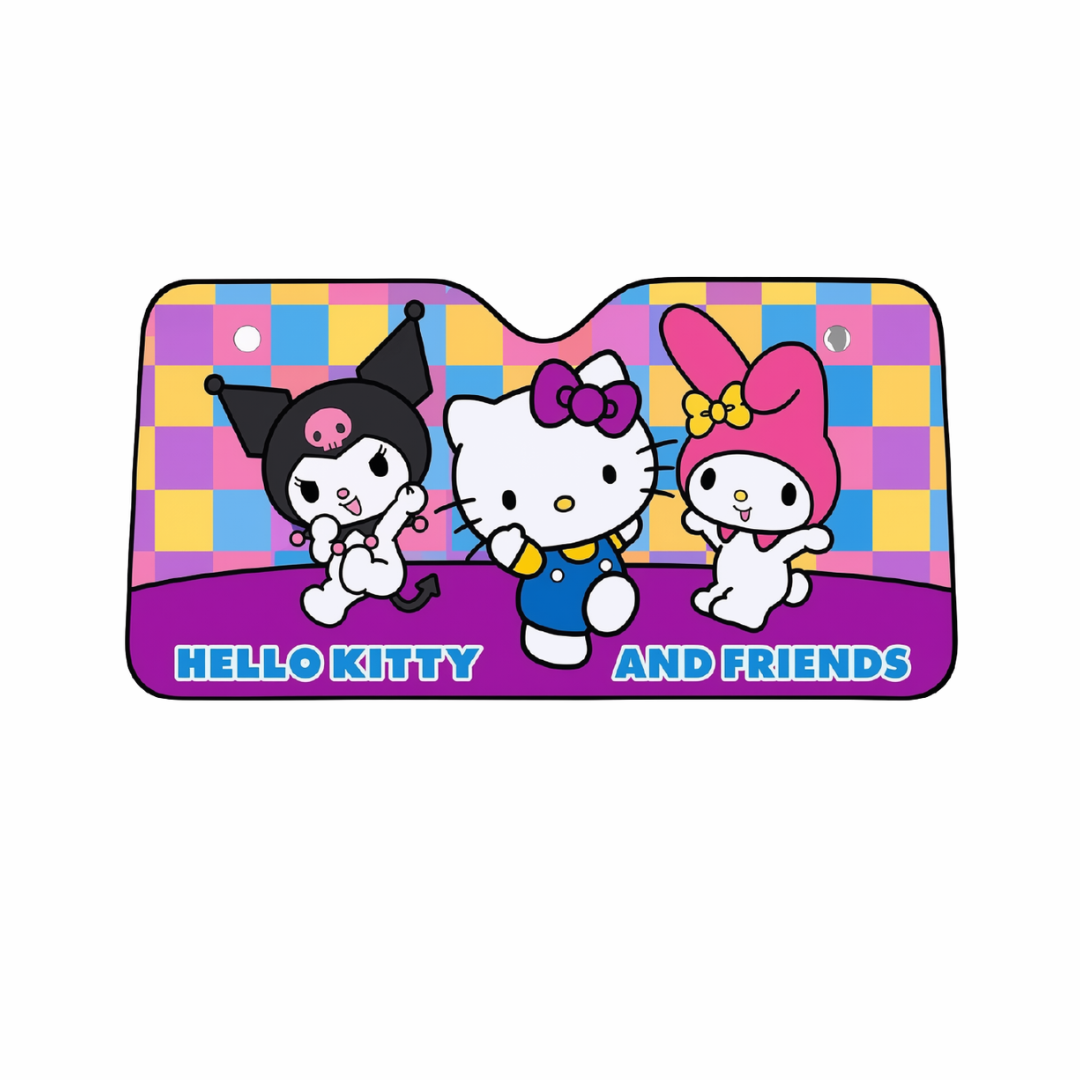 PARASOL FRONTAL PLEGABLE HELLO KITTY AND FRIENDS PARA AUTO