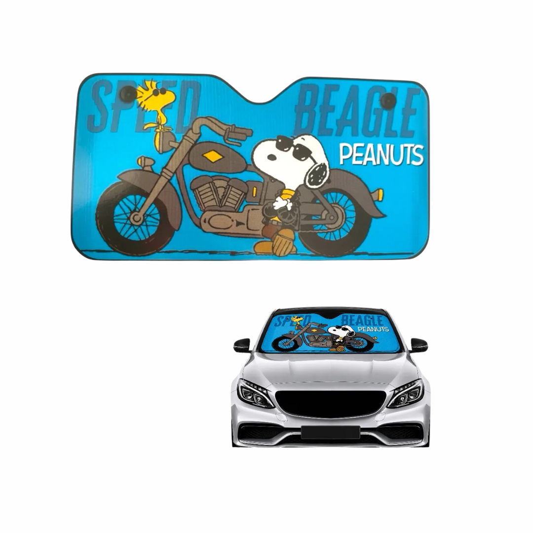Parasol Frontal Peanuts Motocicleta con Snoopy para Auto y Camioneta
