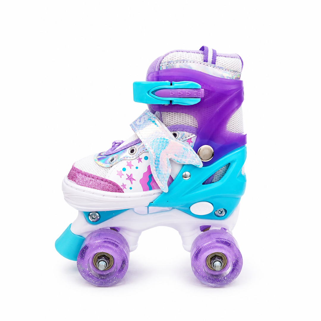 Patines Infantiles Morados De 4 Ruedas Con Luz