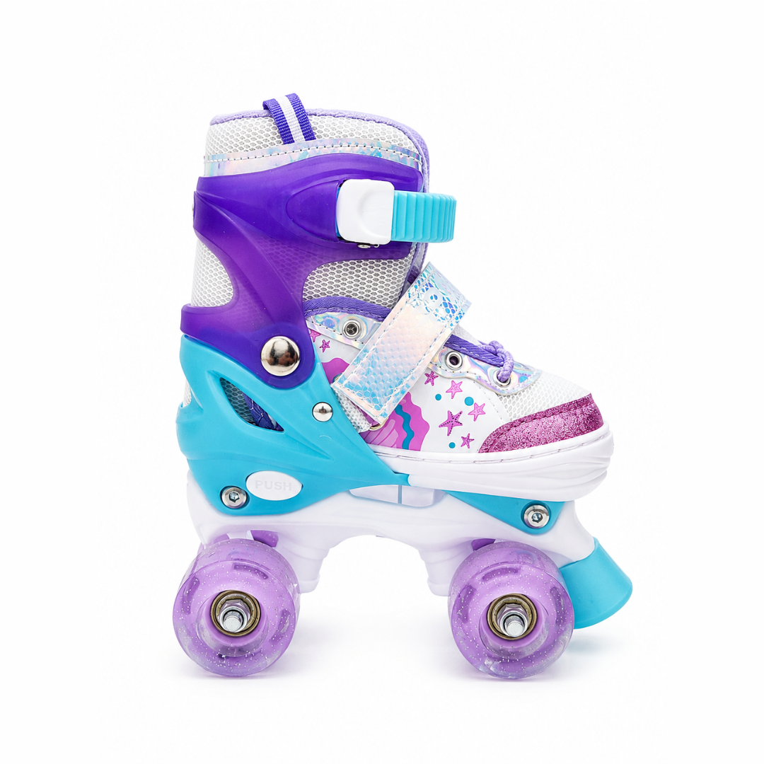 Patines Infantiles Morados De 4 Ruedas Con Luz