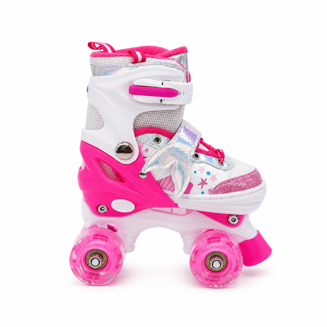Patines Infantiles Rosas De 4 Ruedas Con Luz