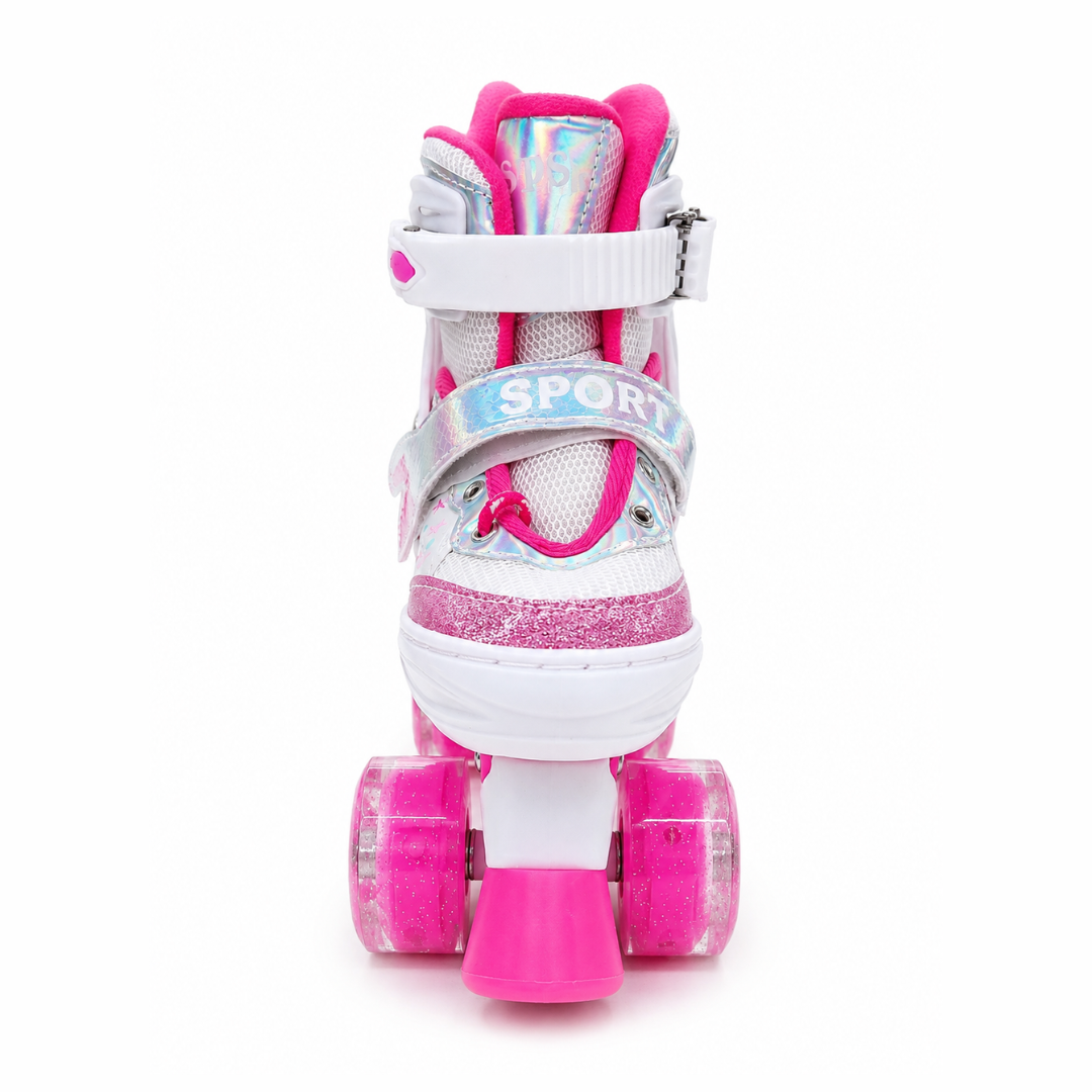 Patines Infantiles Rosas De 4 Ruedas Con Luz