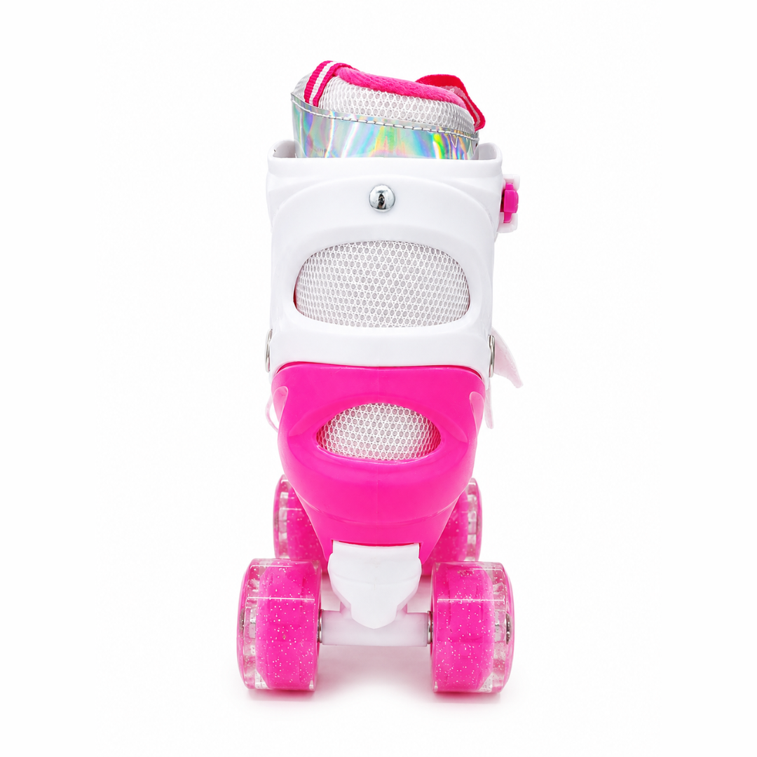 Patines Infantiles Rosas De 4 Ruedas Con Luz