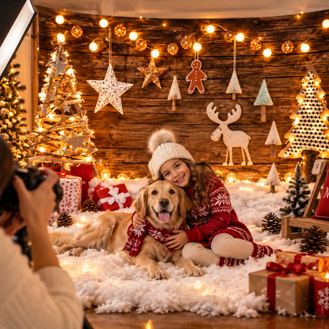 Telón Navideño Reno de Madera
