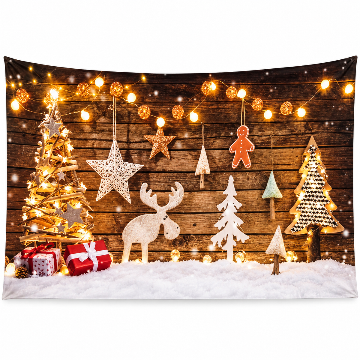 Telón Navideño Reno de Madera