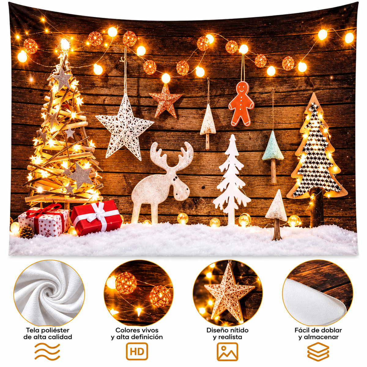 Telón Navideño Reno de Madera