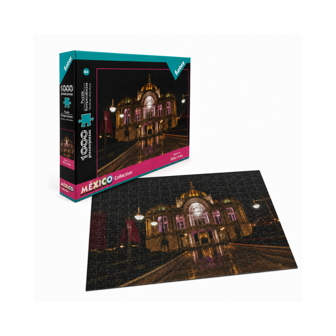 Rompecabezas Funbox México Collection 1000 Piezas, Diseños De Jaguar, Bellas Artes Y Comida Mexicana