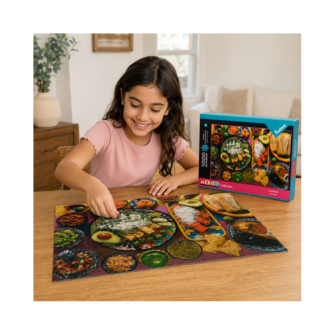 Rompecabezas Funbox México Collection 1000 Piezas, Diseños De Jaguar, Bellas Artes Y Comida Mexicana