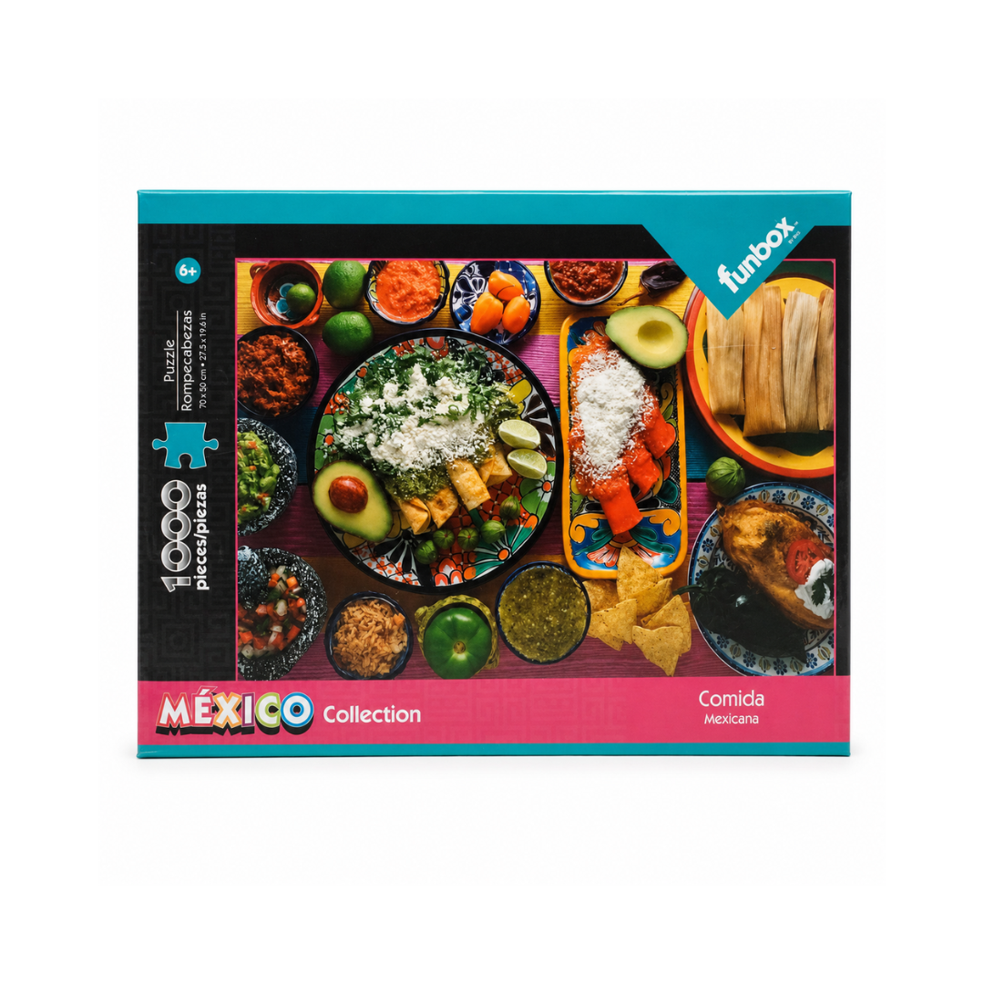Rompecabezas Funbox México Collection 1000 Piezas, Diseños De Jaguar, Bellas Artes Y Comida Mexicana