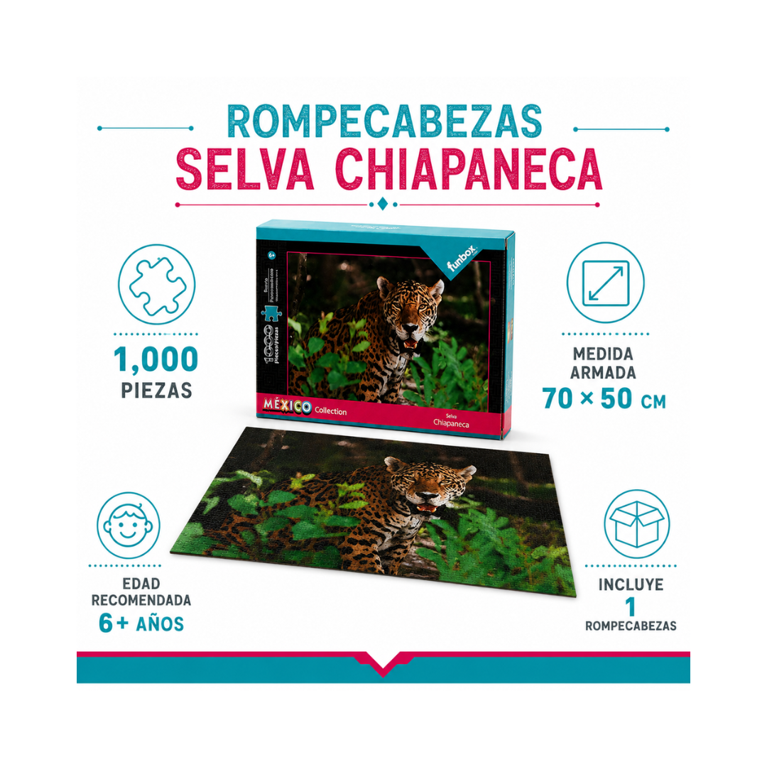 Rompecabezas Funbox México Collection 1000 Piezas, Diseños De Jaguar, Bellas Artes Y Comida Mexicana