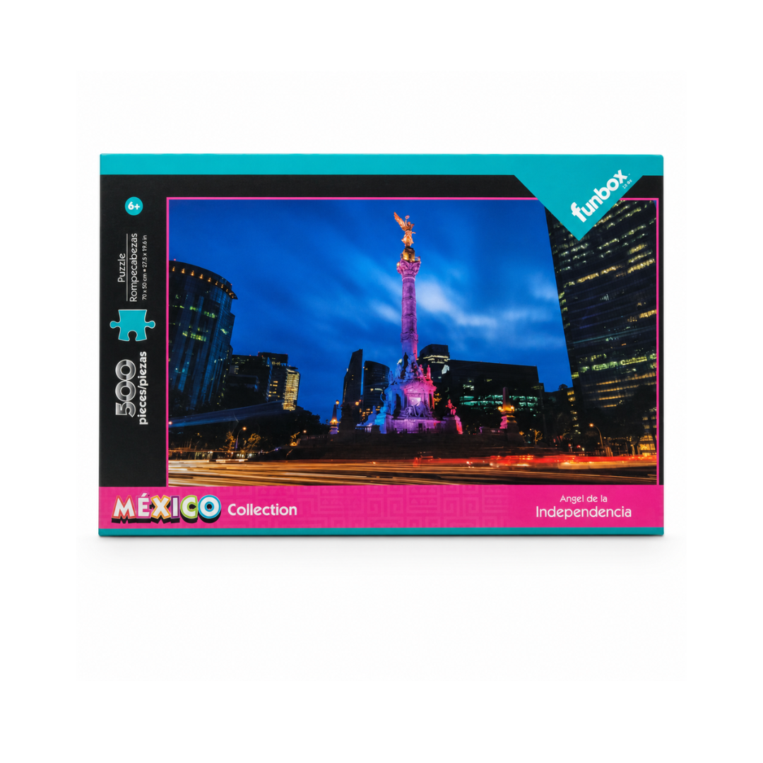 Rompecabezas Funbox México Collection 500 Piezas en diseños de Chichén Itzá, Ángel de la Independencia y Artesanías Mexicanas.