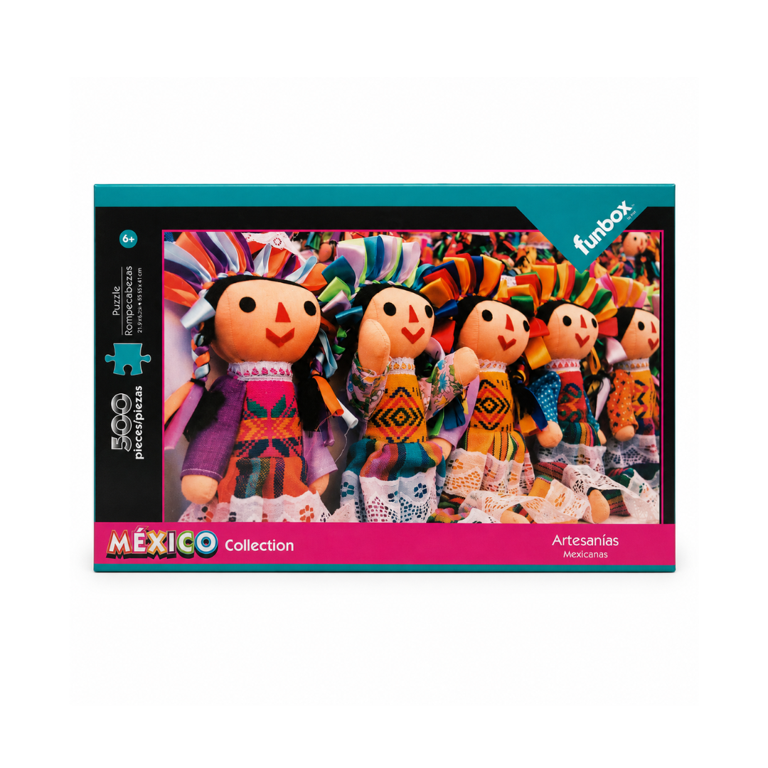 Rompecabezas Funbox México Collection 500 Piezas en diseños de Chichén Itzá, Ángel de la Independencia y Artesanías Mexicanas.