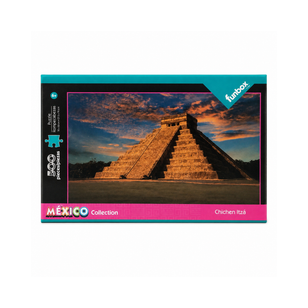 Rompecabezas Funbox México Collection 500 Piezas en diseños de Chichén Itzá, Ángel de la Independencia y Artesanías Mexicanas.