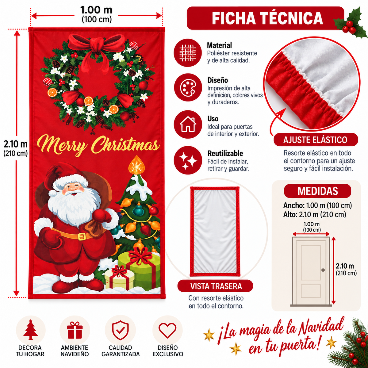 Funda para Puertas Navidad - Santa 4