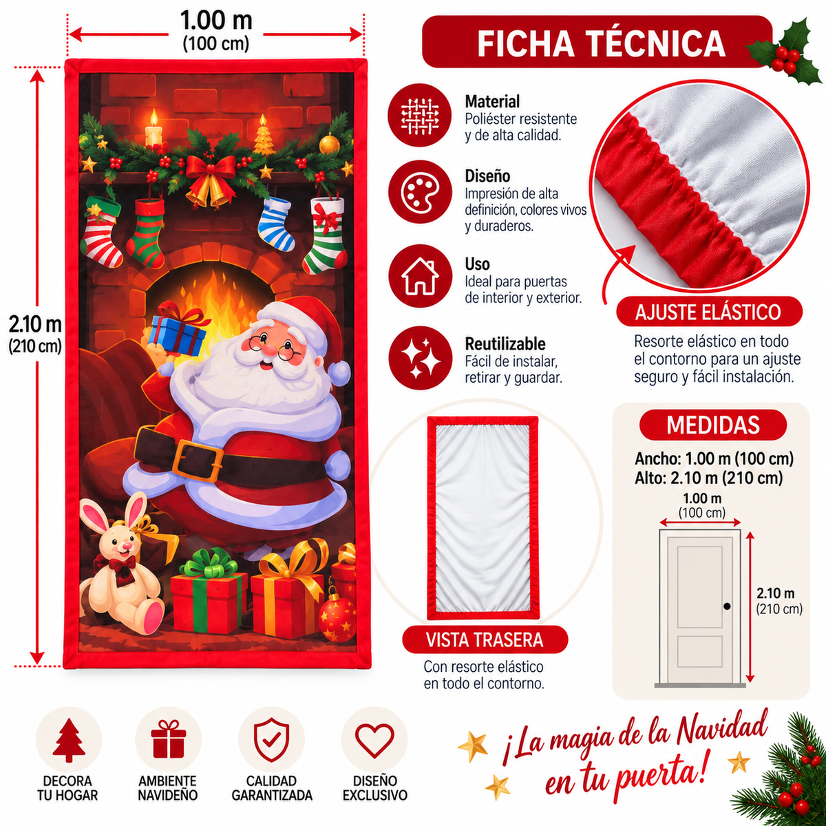 Funda para Puertas Navidad - Santa 5