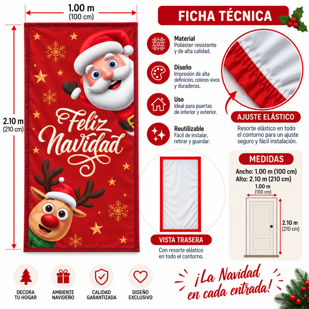 Funda para Puertas Navidad - Santa 6