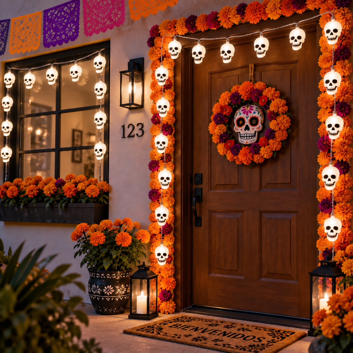 Guirnalda de Calaveras con Luz Cálida de 2.5 m