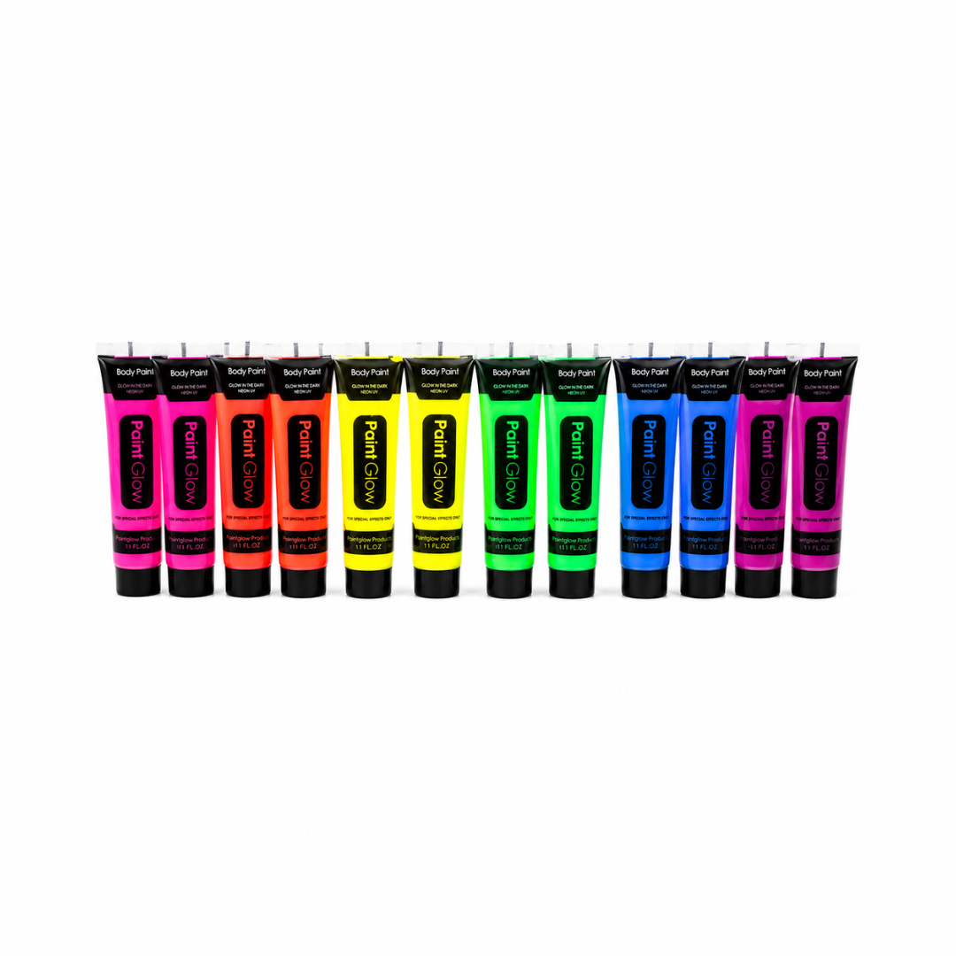 Pinturas Corporales UV Neón Para Cara y Cuerpo (Set de 12 Piezas)