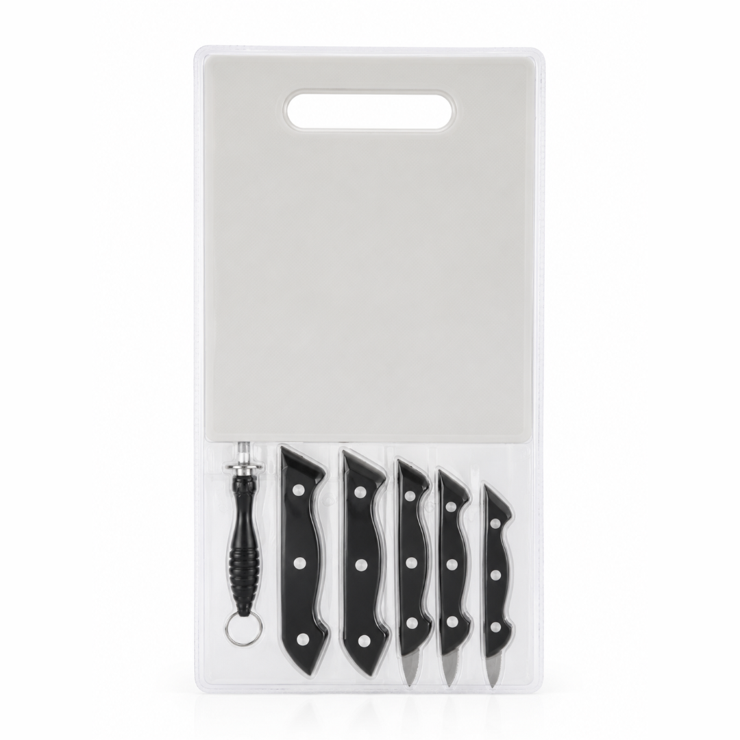 7 Cuchillos Para Cocina Con Tabla de Corte (Set De 7 Piezas)